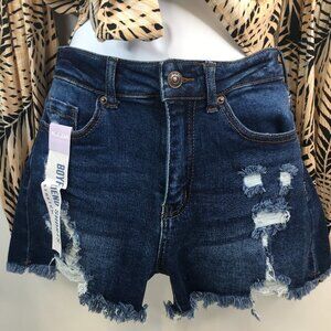 NWT Wax Jean Boyfriend Distressed Stretch Denim Shorts Size S
